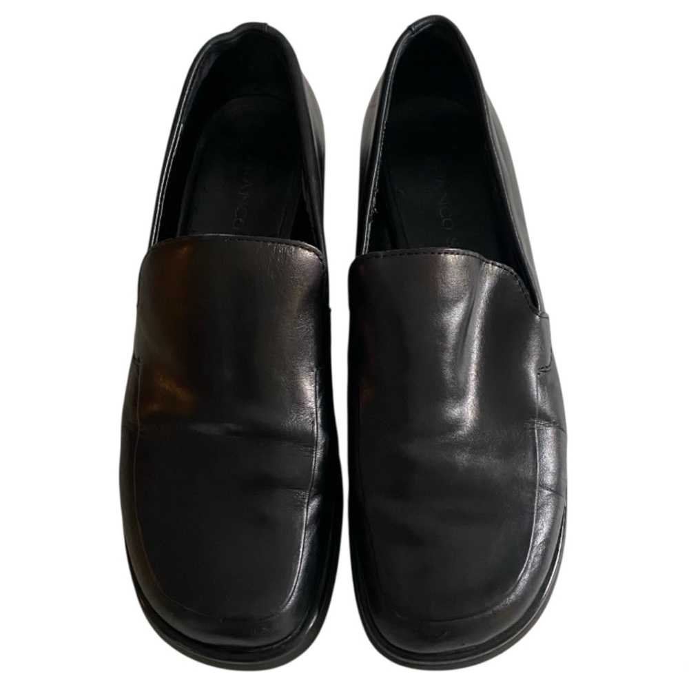 Franco Sarto L-Bocca Loafer Leather Slip-On Black Women's Size 7.5 Goth Grunge - Picture 2 of 12